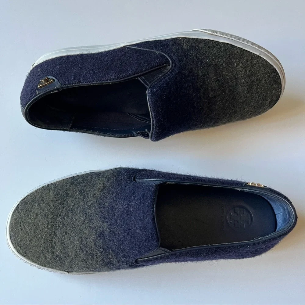 Tory Burch Stardust Ombré Leather Wool Sneakers